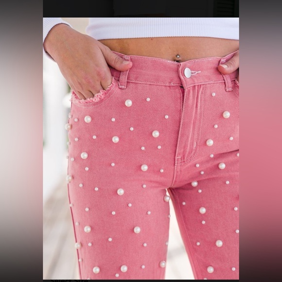 Pol pants POL jeans with faux pearls BRAND NEW in wrap charcoal womens small NEW - Picture 7 of 10